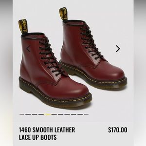 Doc Martens Cherry Red 1460 Smooth Leather Lace Up Boots